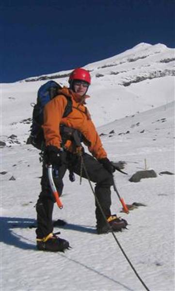Darron climbing Mt Egmont