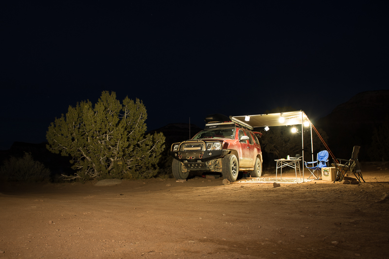 Nissan Xterra Pro4X base camp I could not miss an opportunity to try out the Nikon D800e night settings in the Utah desert, along with my REALLY Right Stuff...