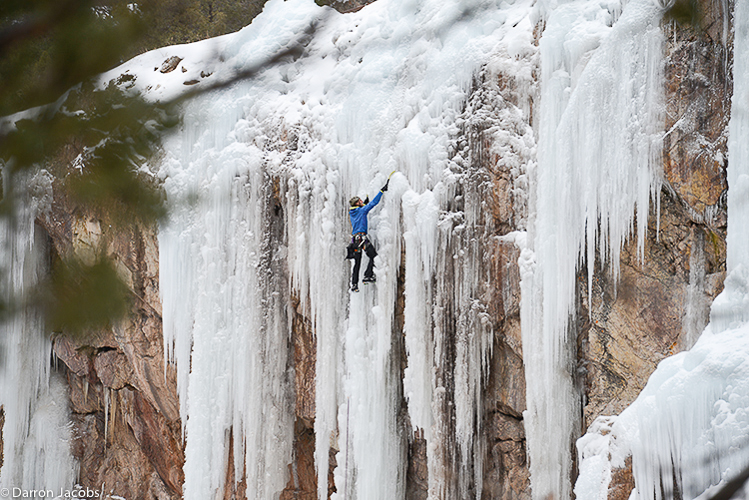 Ice Climber, Dead Ringer WI5, Five Fingers area, Ouray Ice Park, Colorado, Darron Jacobs, Fine Art, Mountain, Photography