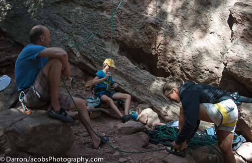 I met the Mortimer family whilst climbing in this really shady place in the trees below Mallory Cave in Flatirons. The rock is...