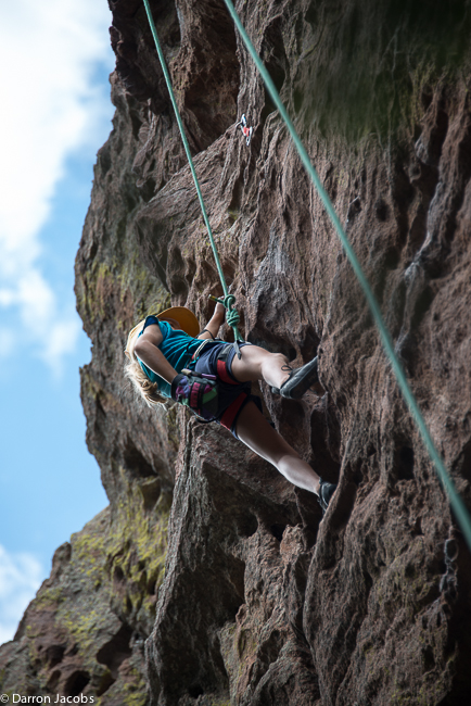 Saskia Mortimer climbing I met the Mortimer family whilst climbing in this really shady place in the trees below Mallory Cave in Flatirons. The rock is...