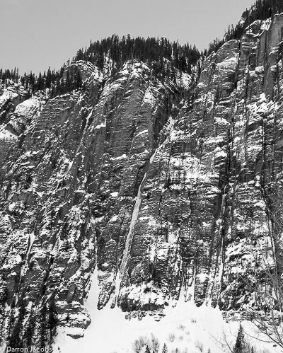 The Ribbon This photo was taken whilst climbing in the Skylight area which is on the opposite side of the canyon. The Ribbon, WI4 200m V...